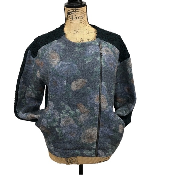 ANTHROPOLOGIE-ANNA Studio-Floral Side Zip Moto Jacket NWT - Picture 1 of 8